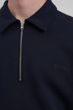 Norse Projects SWEATSHIRTS>Ketel Relaxed Organic NORSE Logo Half Zip