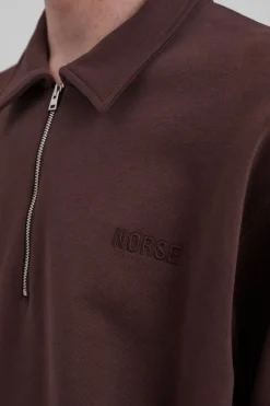 Norse Projects SWEATSHIRTS>Ketel Relaxed Organic NORSE Logo Half Zip