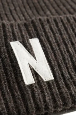 Norse Projects BEANIES>Merino Lambswool Rib N Logo Beanie