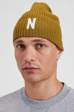 Norse Projects BEANIES>Merino Lambswool Rib N Logo Beanie