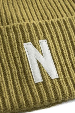 Norse Projects BEANIES>Merino Lambswool Rib N Logo Beanie